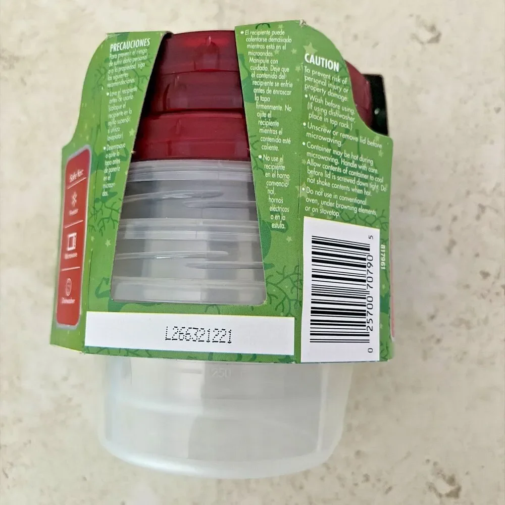Ziploc Twist n Lock Loc 3pk Limited Edition 16oz round container red lid 817961